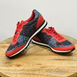 Coach C121 Runner Red and Blue Flower Tennis Shoes Womens 10 B Style FG1258